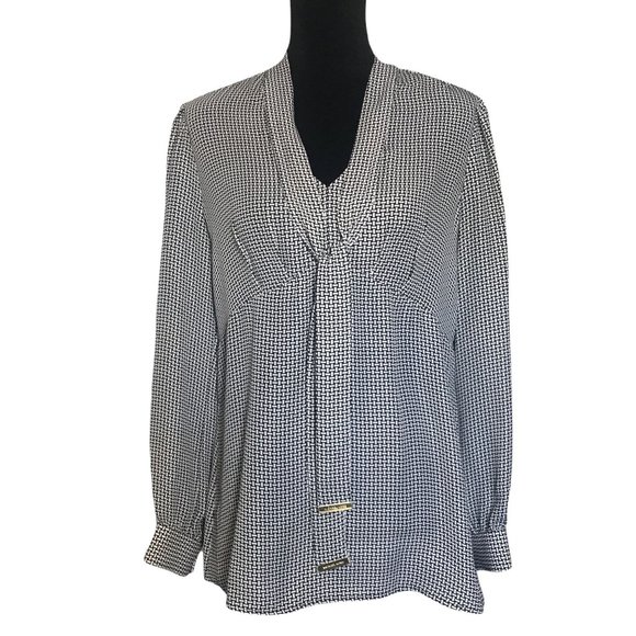 MICHAEL Michael Kors Black/White Woven Pattern Blouse - Size 8 - Picture 1 of 4